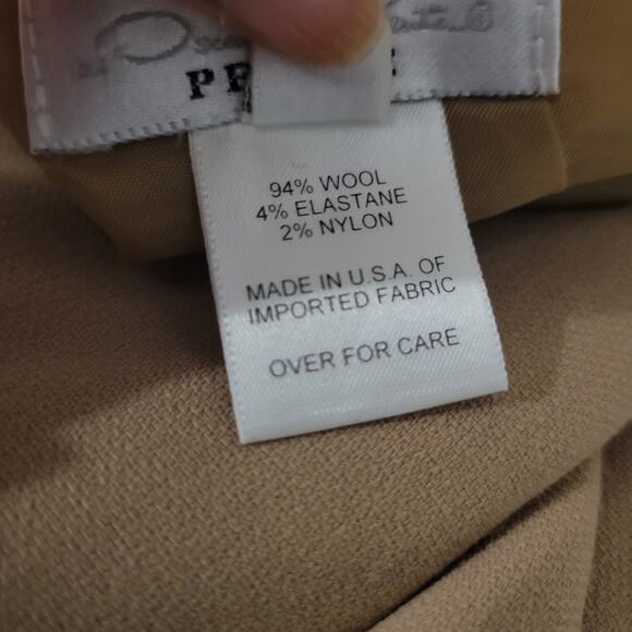 Oscar de La Renta Trousers Tan Wool Chain High Waist Dress Pant Tapered 2 Petite - Picture 9 of 12